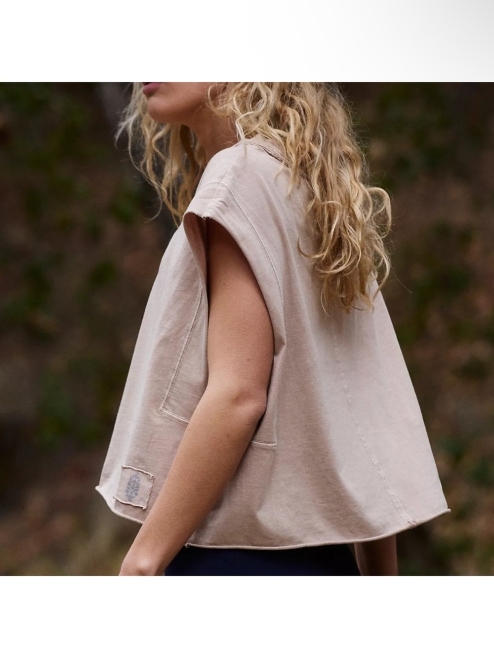 Free People Women's Boxy Short Top in Light Beige